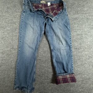 Berne Jeans Womens 18 Regular Blue Flannel Lined Straight Leg Work Pants Denim